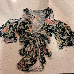 Cotton Candy LA Floral Tie Crop Top